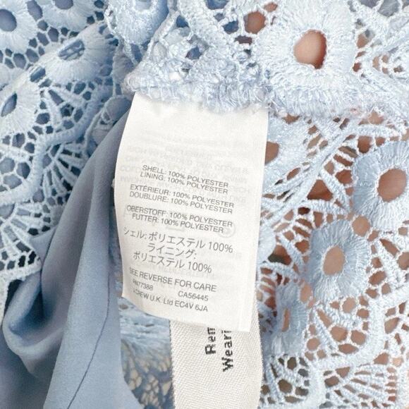 J. Crew Daisy Eyelet Bell Sleeve Blouse Jewel Neck Back Zip Up 10 Baby Blue - Picture 10 of 15